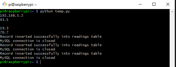 Console output of the script